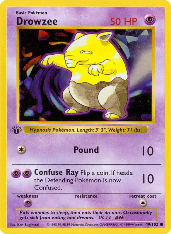 Drowzee Unlimited Base Set (Shadowless) #049/102 Pokémon TCG card (English)