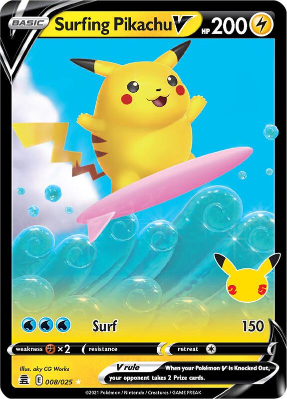 Surfing Pikachu V Celebrations #008/025 Pokémon TCG card (English)