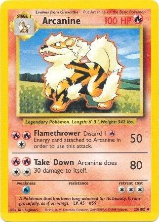 Arcanine Base Set #023/102 Pokémon TCG card (English)