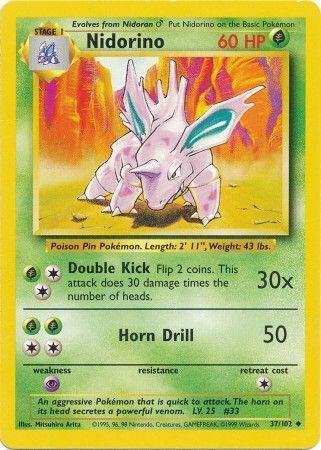 Nidorino Base Set #037/102 Pokémon TCG card (English)