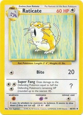 Raticate Base Set #040/102 Pokémon TCG card (English)