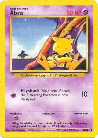 Abra Base Set #043/102 Pokémon TCG card (English)