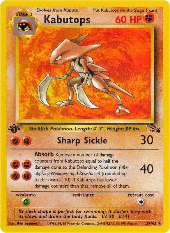 Kabutops (24) Unlimited Fossil #24/62 Pokémon TCG card (English)