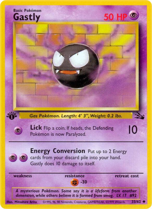 Gastly Unlimited Fossil #33/62 Pokémon TCG card (English)