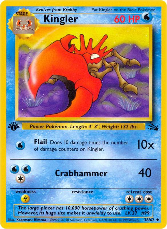 Kingler 1st Edition Fossil #38/62 Pokémon TCG card (English)
