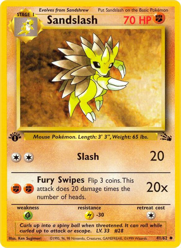 Sandslash 1st Edition Fossil #41/62 Pokémon TCG card (English)