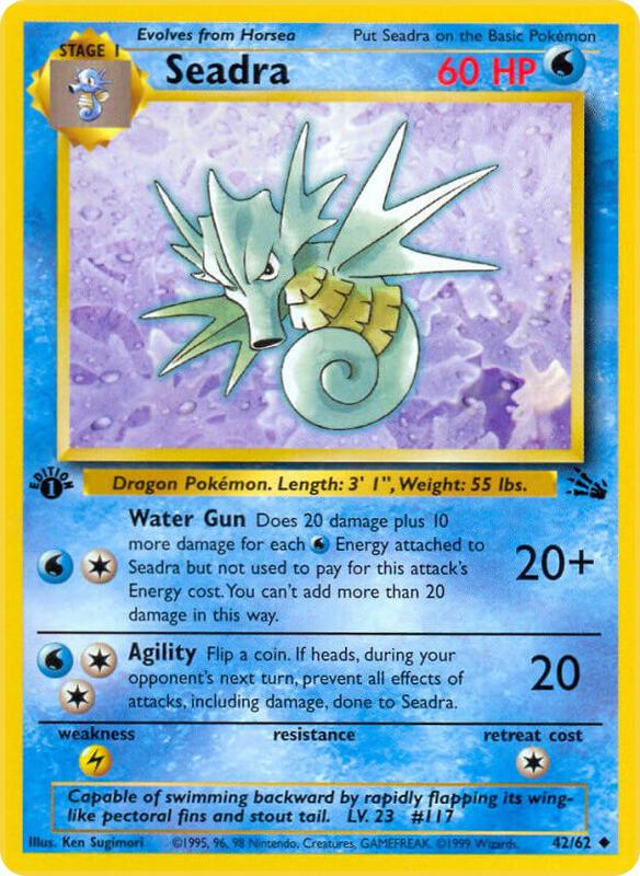 Seadra Unlimited Fossil #42/62 Pokémon TCG card (English)