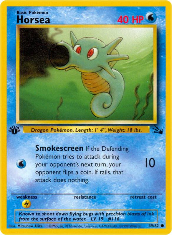 Horsea Unlimited Fossil #49/62 Pokémon TCG card (English)