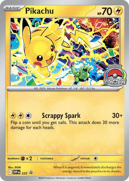 Pikachu - 225 (World Championship 2025) SV: Scarlet & Violet Promo Cards #225 Pokémon TCG card (English)