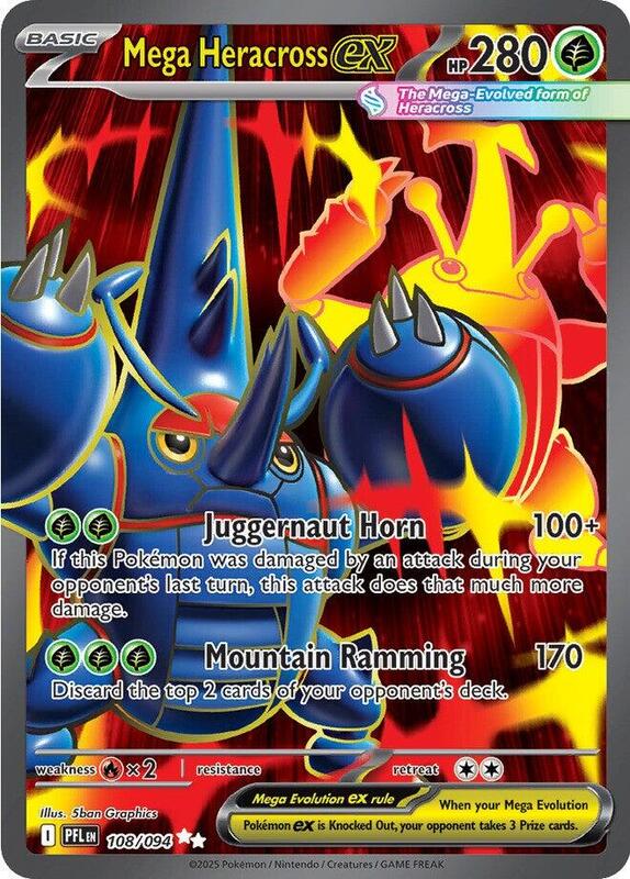 Mega Heracross ex - 108/094 ME02: Phantasmal Flames #108/094 Pokémon TCG card (English)