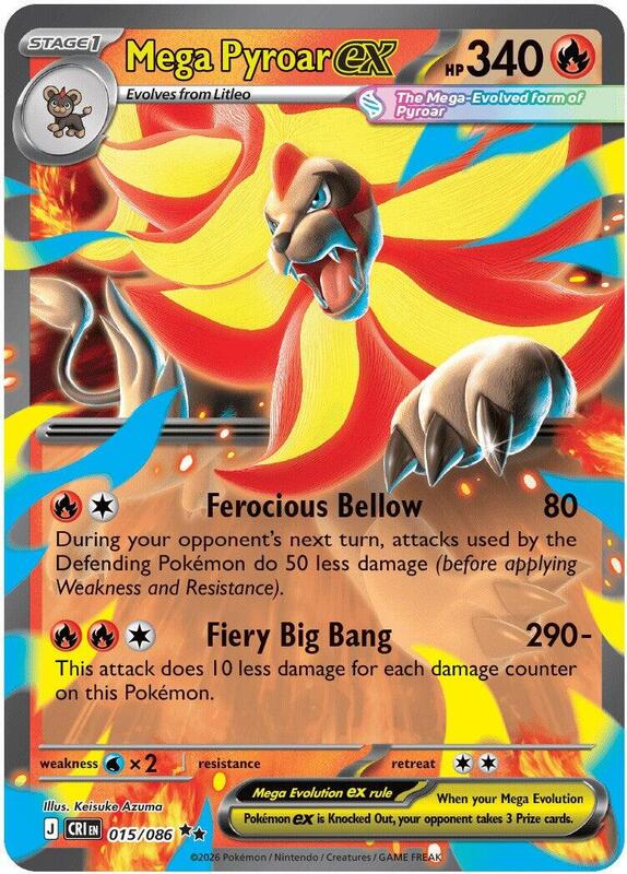 Mega Pyroar ex - 015/086 ME04: Chaos Rising #015/086 Pokémon TCG card (English)