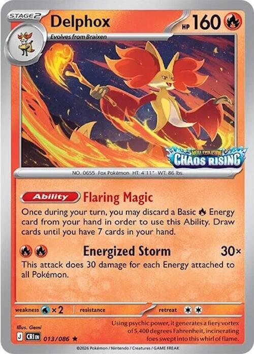 Delphox - 013/086 (Chaos Rising Stamped) Miscellaneous Cards & Products #013/086 Pokémon TCG card (English)