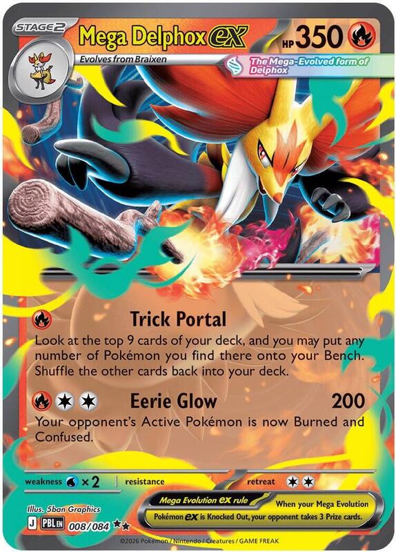 Mega Delphox ex ME05: Pitch Black #008/084 Pokémon TCG card (English)