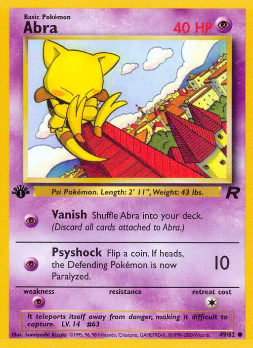 Abra 1st Edition Team Rocket #49/82 Pokémon TCG card (English)